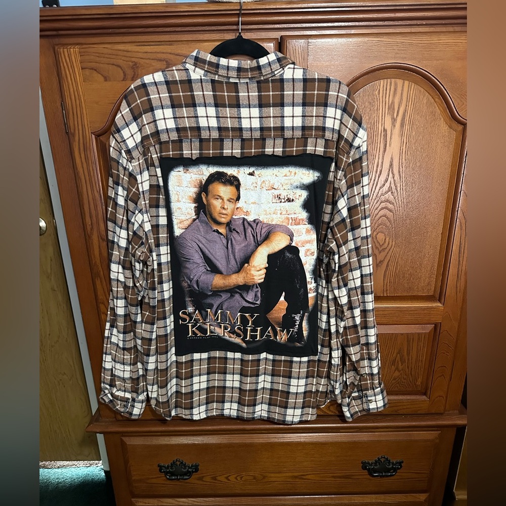 Sammy Kershaw upcycled flannel tee One of a Kind